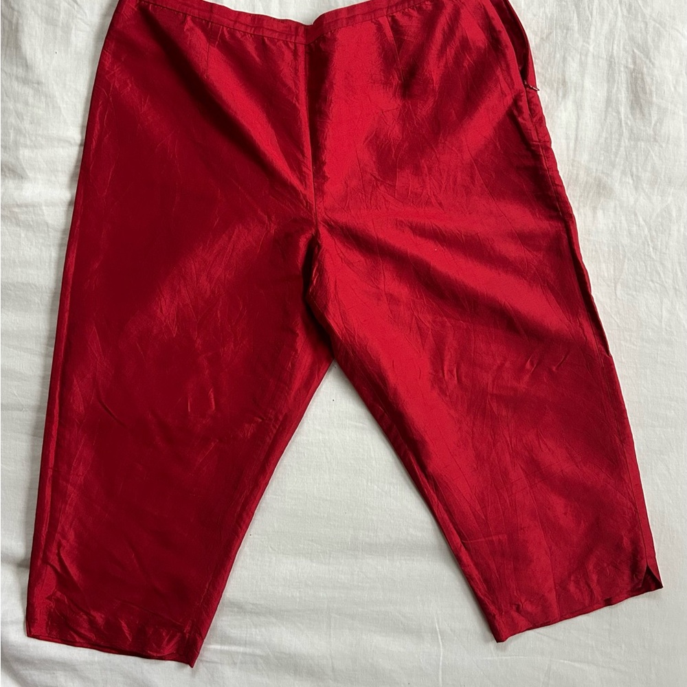 Ruby Red Raw Silk Coldwater Creek Capris